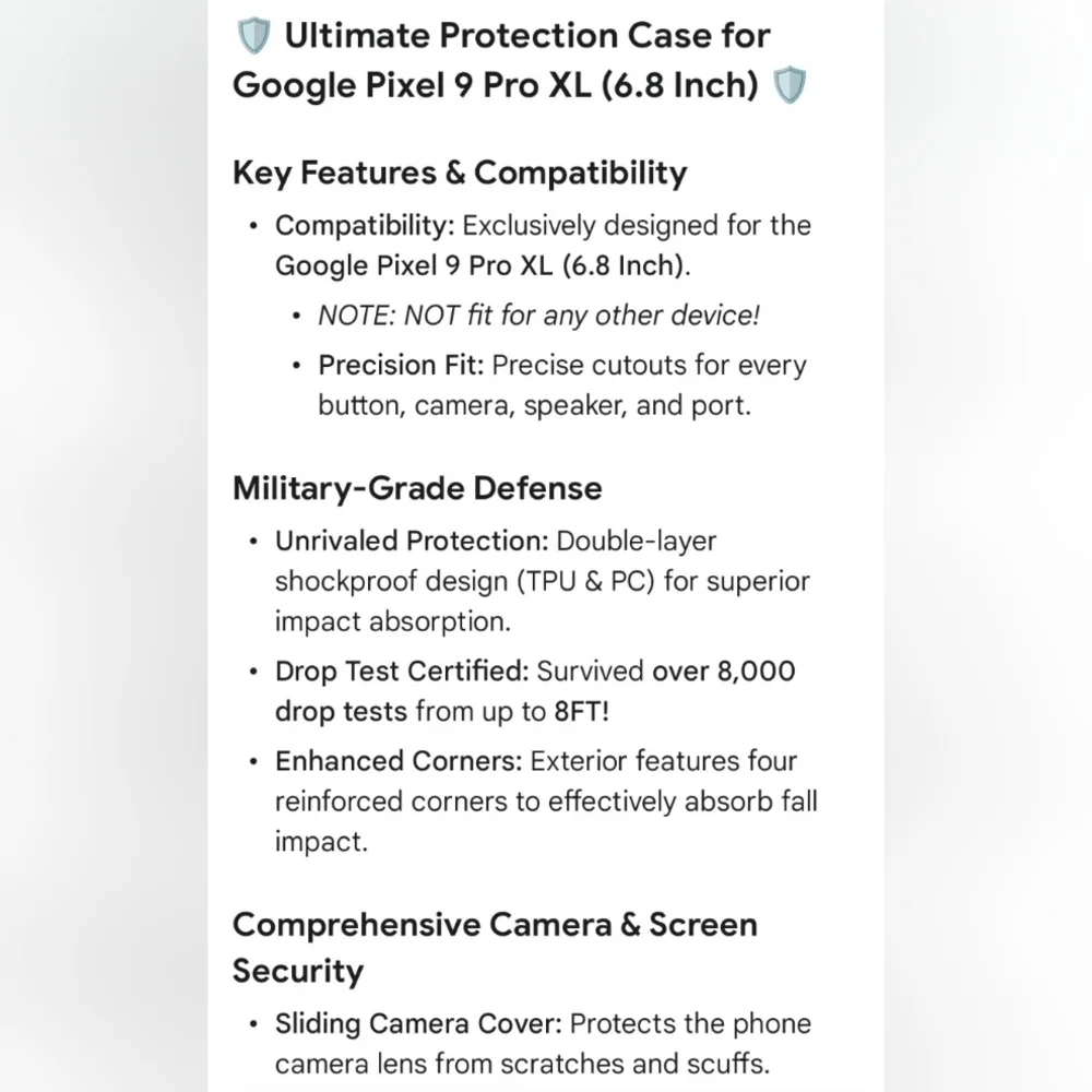 DEERLAMN Protective Cover Case for Google Pixel 9 Pro XL Navy Blue (New)